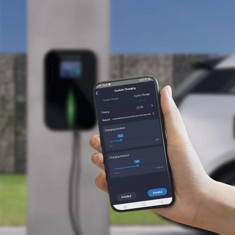 APP EV Ladegerät Ladestation für Elektrofahrzeuge Wi-Fi Bluetooth EVSE Wallbox Fernbedienung Typ 2 Kabel16A 3Phase IEC 62196-2