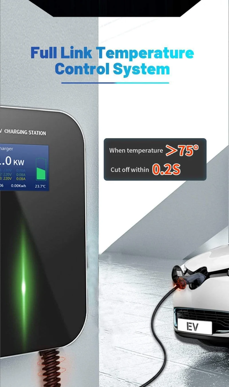 APP EV Ladegerät Ladestation für Elektrofahrzeuge Wi-Fi Bluetooth EVSE Wallbox Fernbedienung Typ 2 Kabel16A 3Phase IEC 62196-2
