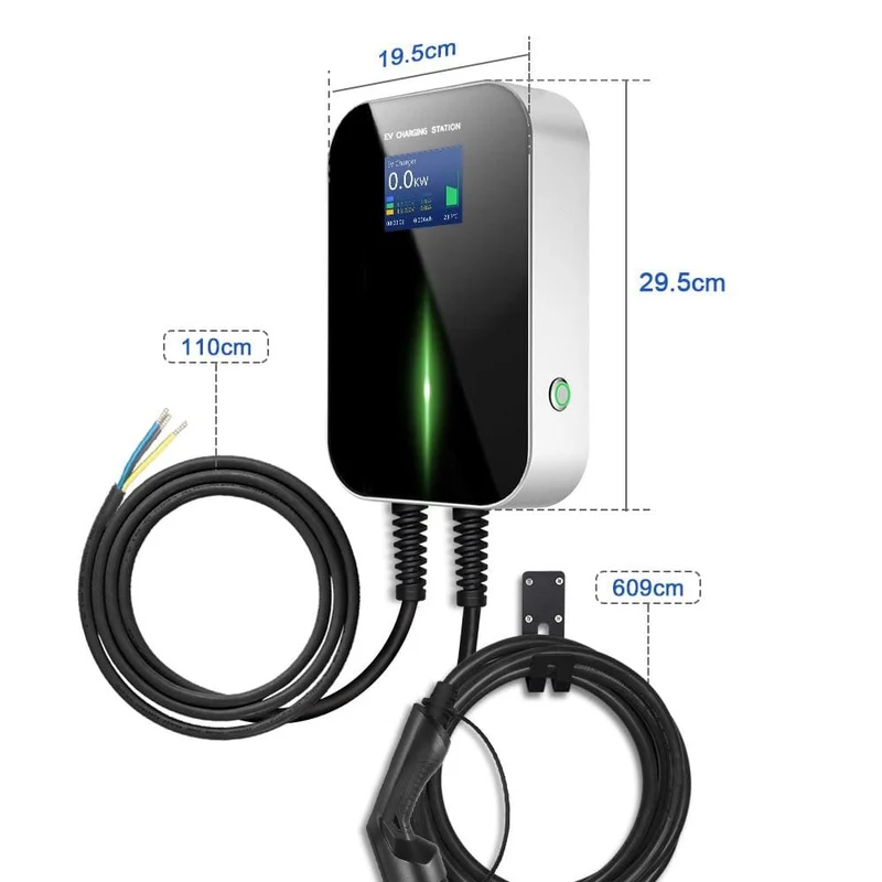 APP EV Ladegerät Ladestation für Elektrofahrzeuge Wi-Fi Bluetooth EVSE Wallbox Fernbedienung Typ 2 Kabel16A 3Phase IEC 62196-2