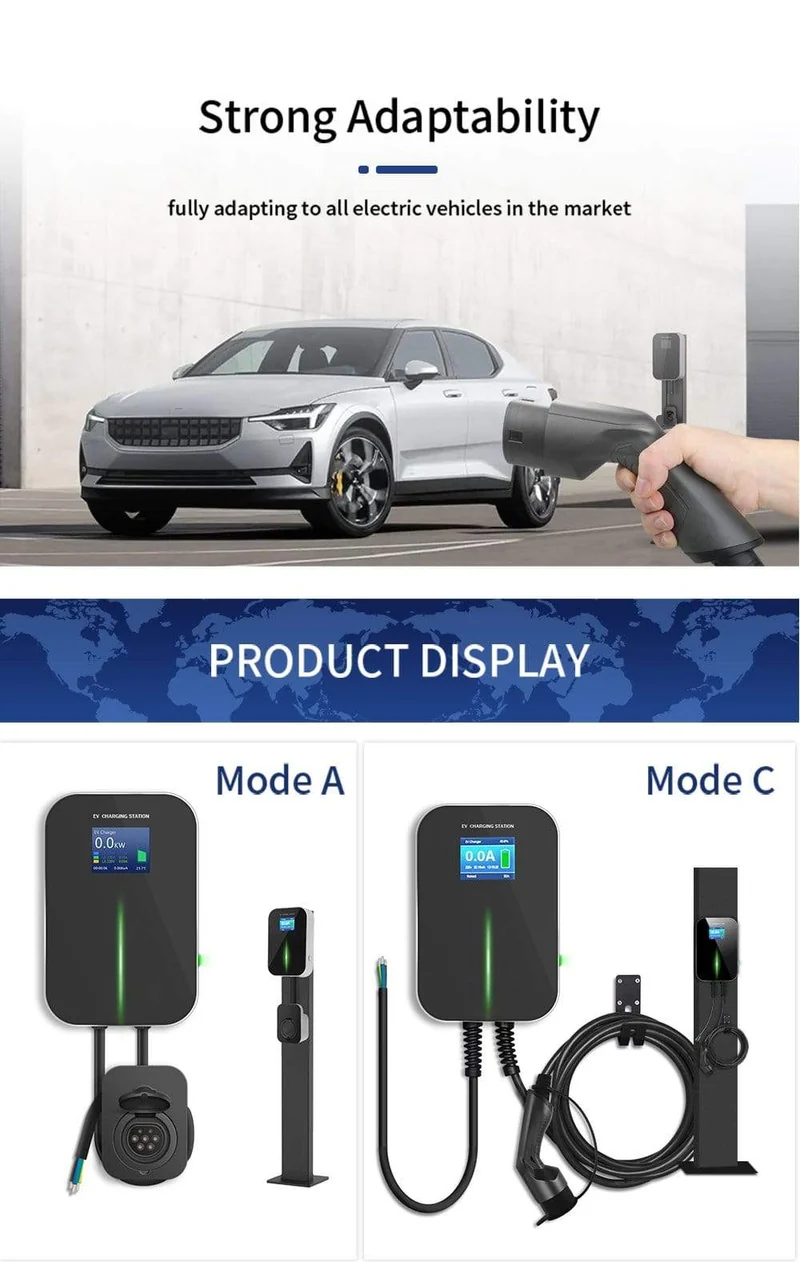 EV-Ladegerät EVSE Wallbox-Ladestation für Elektrofahrzeuge mit Typ-2-Buchse 32A 1Phase IEC 62196-2 für Audi BMW Mercedes-Benz