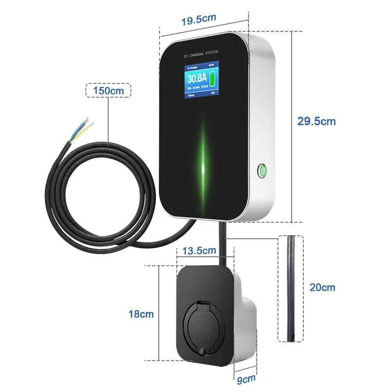 EV-Ladegerät EVSE Wallbox-Ladestation für Elektrofahrzeuge mit Typ-2-Buchse 32A 1Phase IEC 62196-2 für Audi BMW Mercedes-Benz