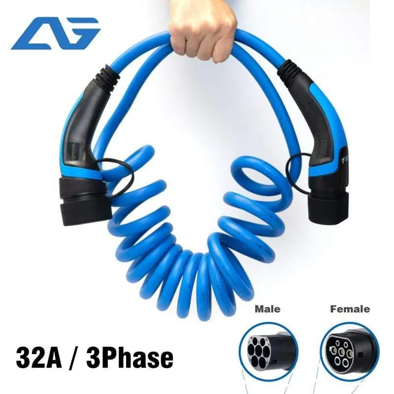 32A 22KW Typ 2 zu Typ 2 EV Ladekabel IEC 62196-2 EV Ladegerät Typ 2 EV Kabel 3 Phase für Elektrische Fahrzeug Ladestation