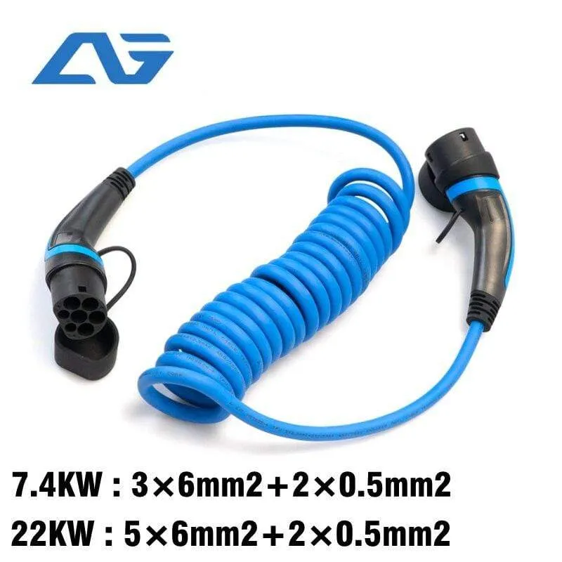 32A 22KW Typ 2 zu Typ 2 EV Ladekabel IEC 62196-2 EV Ladegerät Typ 2 EV Kabel 3 Phase für Elektrische Fahrzeug Ladestation