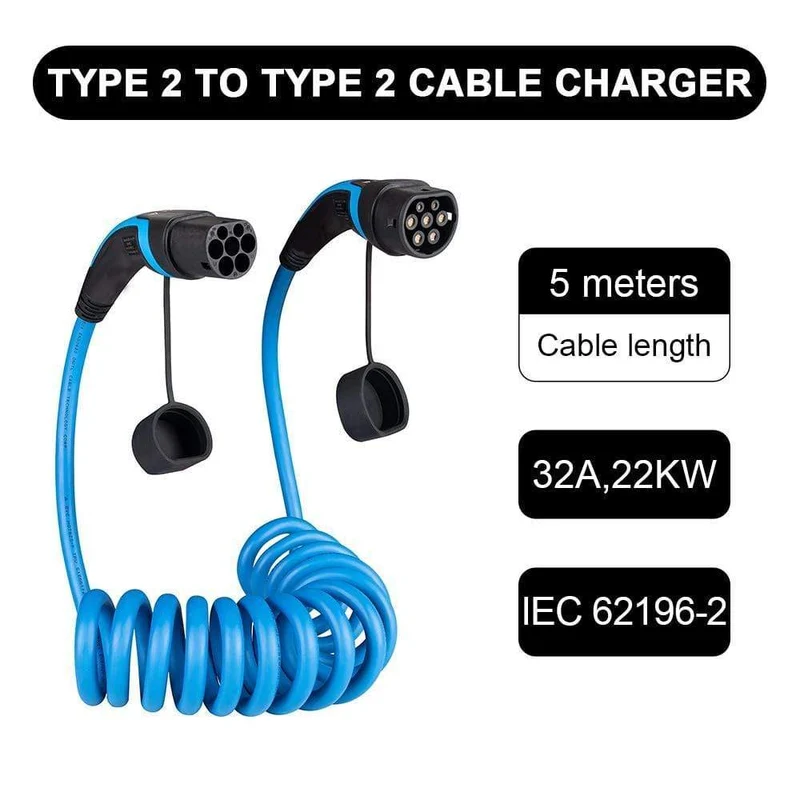 32A 22KW Typ 2 zu Typ 2 EV Ladekabel IEC 62196-2 EV Ladegerät Typ 2 EV Kabel 3 Phase für Elektrische Fahrzeug Ladestation