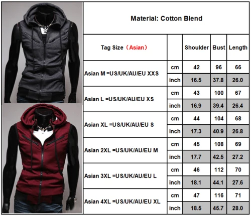 Herren Kapuzenpullover mit Reißverschluss, ärmellos, lässig, Sweatshirt, Hoodies, Jacke, Weste, Westen, Top