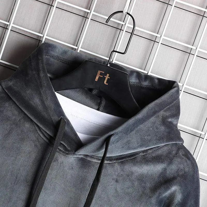 Herren Hoodies Männer Winter Samt Sweatshirt Japanische Streetwear Harajuku Übergroßer Schwarzer Hoodie Männer Sweatshirts