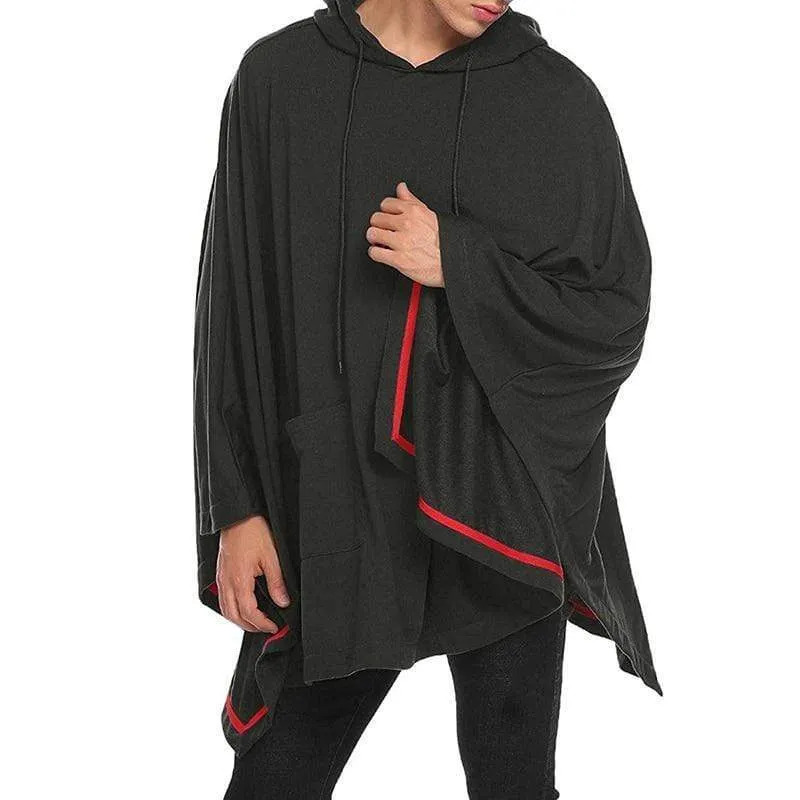 Mode für Männer Mantel Hoodies Einfarbig Lose Mit Kapuze Cape Streetwear Casual Chic Männer Sweatshirts Taschen Poncho 5XL