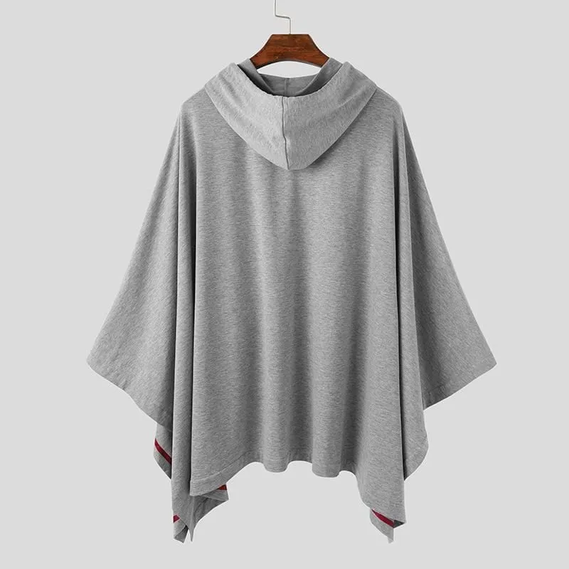 Mode für Männer Mantel Hoodies Einfarbig Lose Mit Kapuze Cape Streetwear Casual Chic Männer Sweatshirts Taschen Poncho 5XL