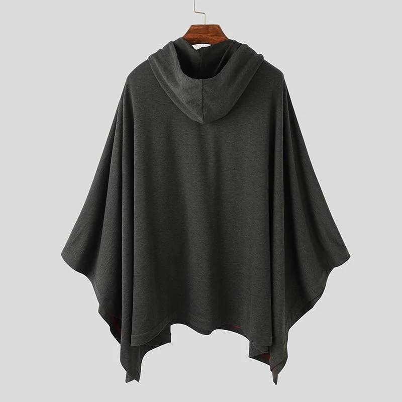 Mode für Männer Mantel Hoodies Einfarbig Lose Mit Kapuze Cape Streetwear Casual Chic Männer Sweatshirts Taschen Poncho 5XL