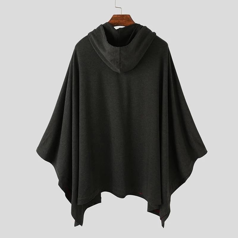 Mode für Männer Mantel Hoodies Einfarbig Lose Mit Kapuze Cape Streetwear Casual Chic Männer Sweatshirts Taschen Poncho 5XL