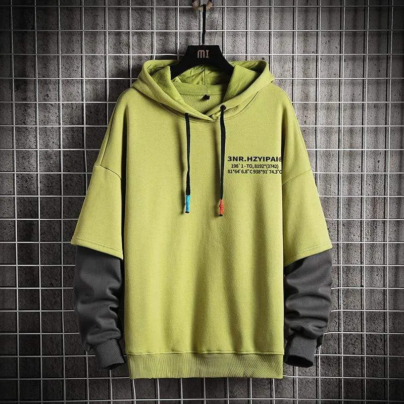 Sweatshirts Hoodie Harajuku Vintage Painted Style Splicing Hip Hop Kreativität Streetwear Männliche Baumwolle Männer Hoodies