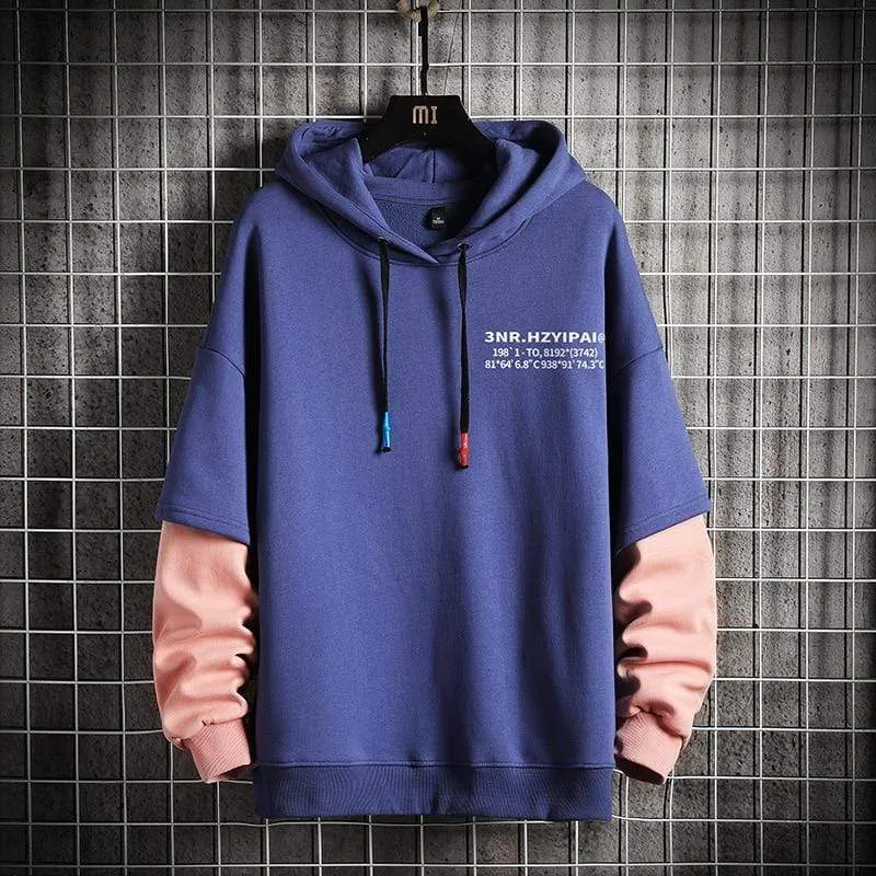 Sweatshirts Hoodie Harajuku Vintage Painted Style Splicing Hip Hop Kreativität Streetwear Männliche Baumwolle Männer Hoodies