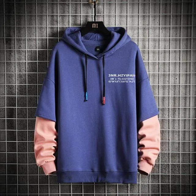 Sweatshirts Hoodie Harajuku Vintage Painted Style Splicing Hip Hop Kreativität Streetwear Männliche Baumwolle Männer Hoodies