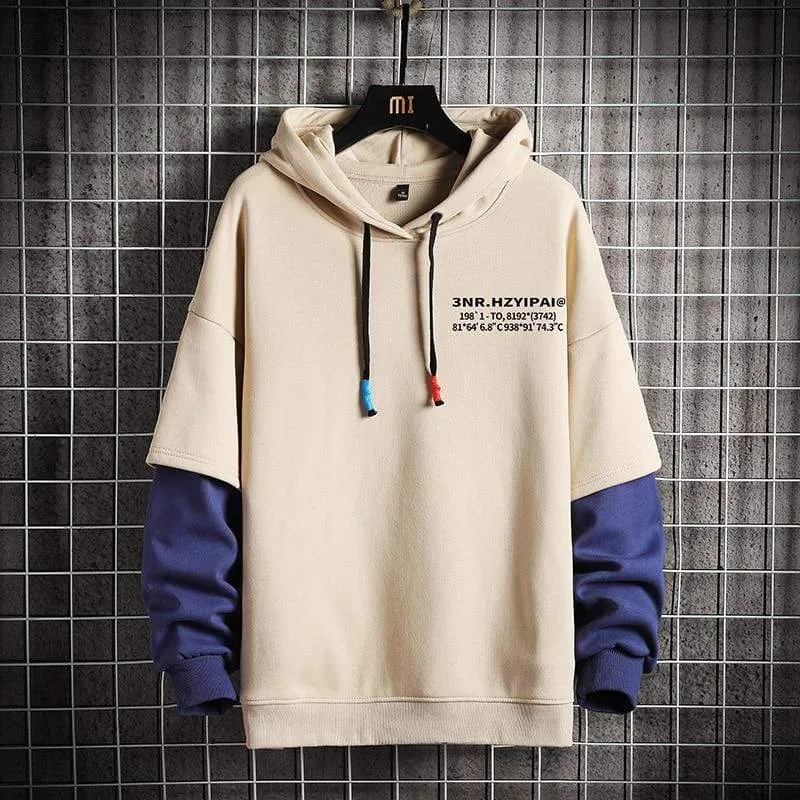 Sweatshirts Hoodie Harajuku Vintage Painted Style Splicing Hip Hop Kreativität Streetwear Männliche Baumwolle Männer Hoodies