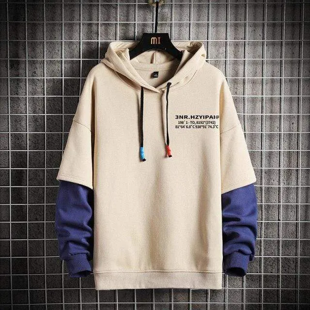 Sweatshirts Hoodie Harajuku Vintage Painted Style Splicing Hip Hop Kreativität Streetwear Männliche Baumwolle Männer Hoodies