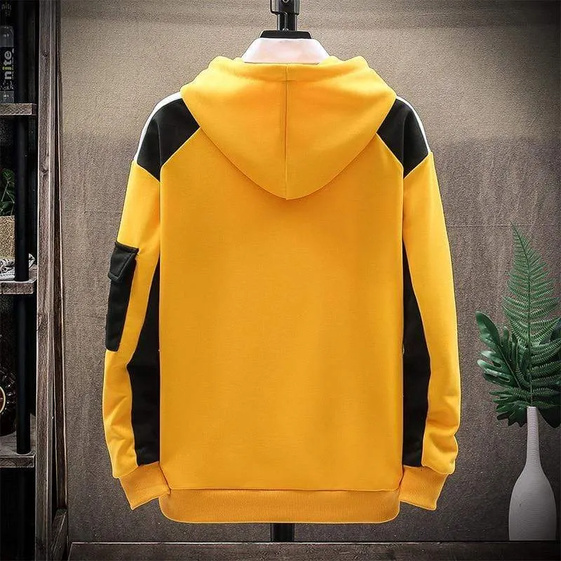 Herren Hoodies Männer Frühling Patchwork Sweatshirt Japanische Streetwear Harajuku Hip Hop Übergroßen Gelben Hoodie Männer