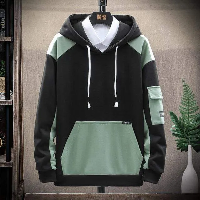 Herren Hoodies Männer Frühling Patchwork Sweatshirt Japanische Streetwear Harajuku Hip Hop Übergroßen Gelben Hoodie Männer