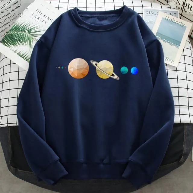 Sonnensystem Planeten Farbe Herren Sweatshirt Oansatz Hip Hop Hoodie Freizeit Polyester Kleidung Herbst Moletom Masculino