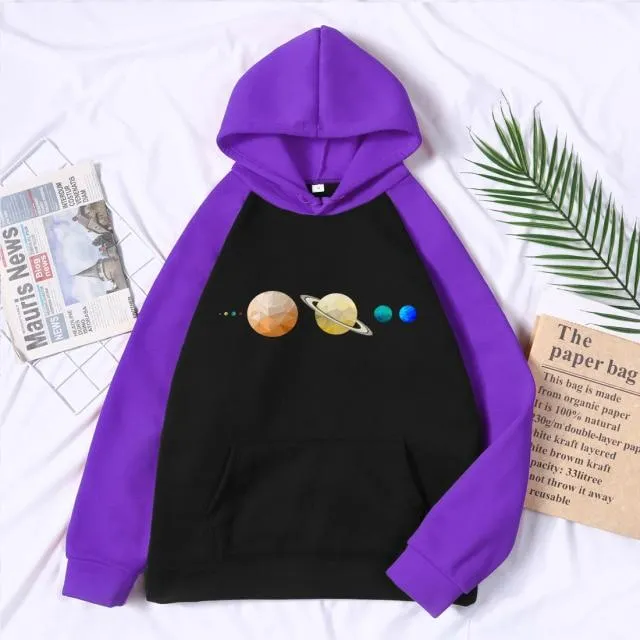 Sonnensystem Planeten Farbe Herren Sweatshirt Oansatz Hip Hop Hoodie Freizeit Polyester Kleidung Herbst Moletom Masculino