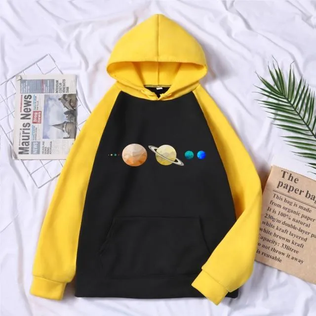 Sonnensystem Planeten Farbe Herren Sweatshirt Oansatz Hip Hop Hoodie Freizeit Polyester Kleidung Herbst Moletom Masculino