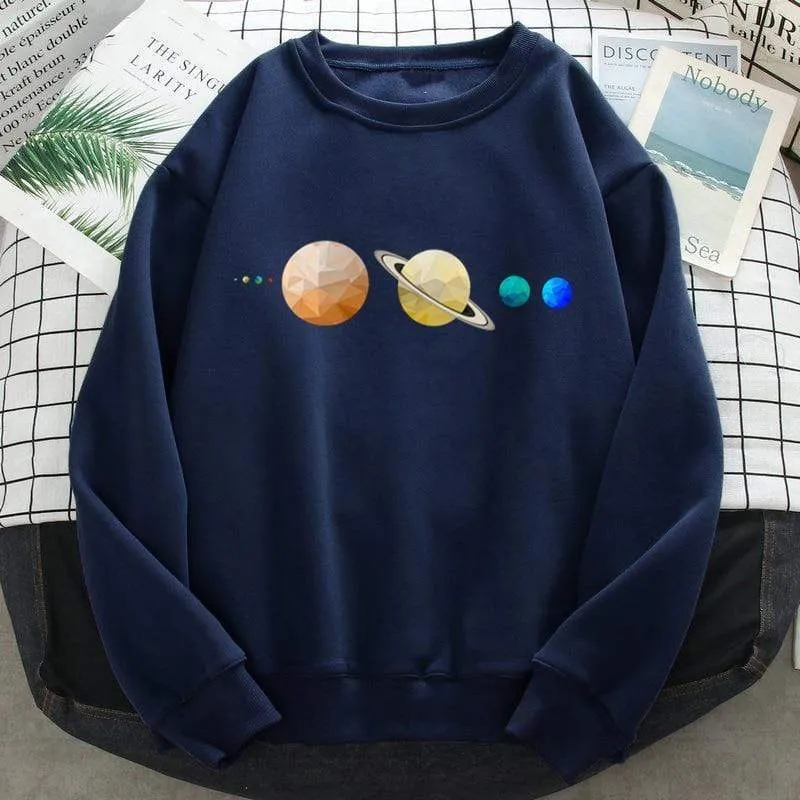 Sonnensystem Planeten Farbe Herren Sweatshirt Oansatz Hip Hop Hoodie Freizeit Polyester Kleidung Herbst Moletom Masculino