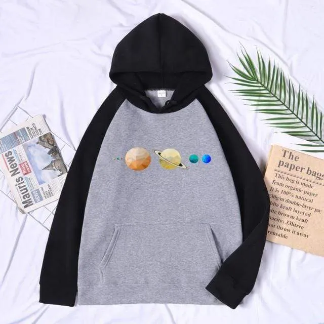 Sonnensystem Planeten Farbe Herren Sweatshirt Oansatz Hip Hop Hoodie Freizeit Polyester Kleidung Herbst Moletom Masculino