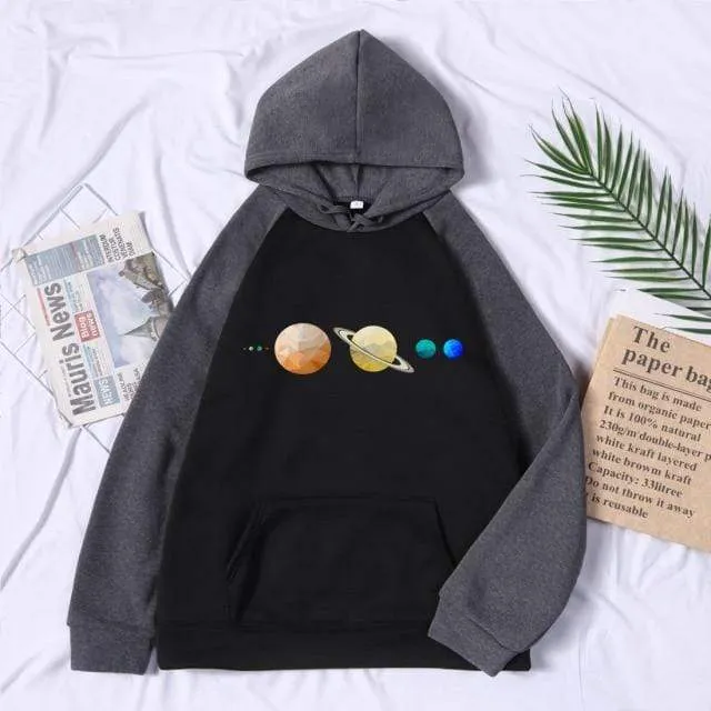 Sonnensystem Planeten Farbe Herren Sweatshirt Oansatz Hip Hop Hoodie Freizeit Polyester Kleidung Herbst Moletom Masculino