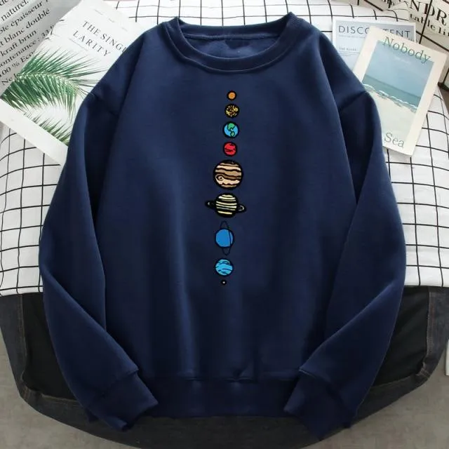 Sonnensystem Planeten Farbe Herren Sweatshirt Oansatz Hip Hop Hoodie Freizeit Polyester Kleidung Herbst Moletom Masculino
