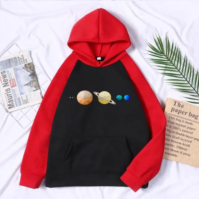 Sonnensystem Planeten Farbe Herren Sweatshirt Oansatz Hip Hop Hoodie Freizeit Polyester Kleidung Herbst Moletom Masculino