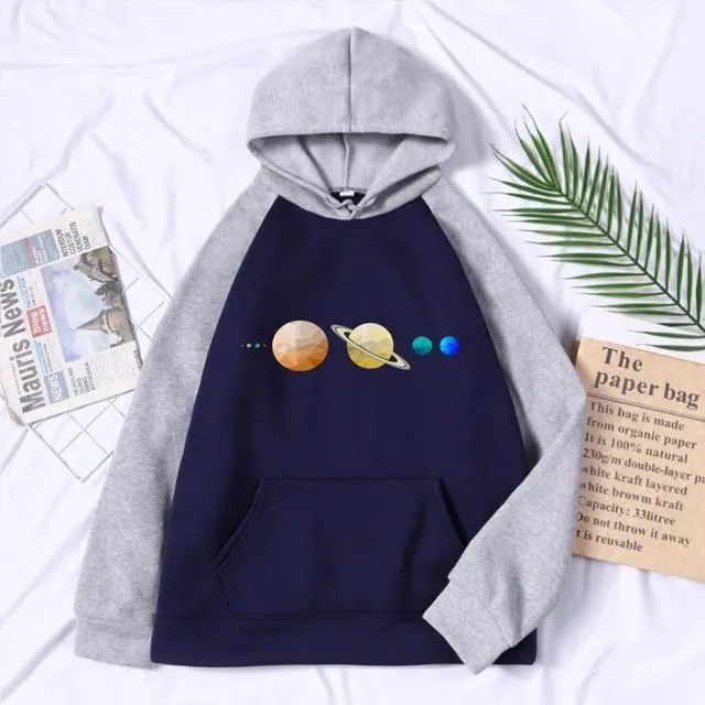 Sonnensystem Planeten Farbe Herren Sweatshirt Oansatz Hip Hop Hoodie Freizeit Polyester Kleidung Herbst Moletom Masculino