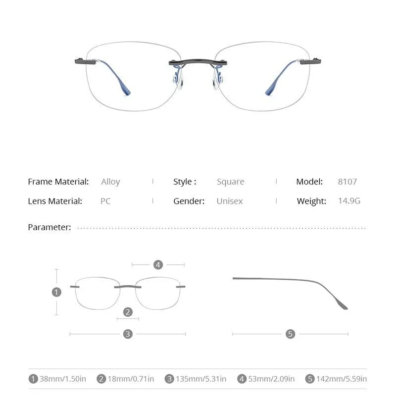 Titanlegierung Brillengestell Männer 2020 Neue Frauen Randlose verschreibungspflichtige quadratische Brille Myopie optische koreanische Brille 8107