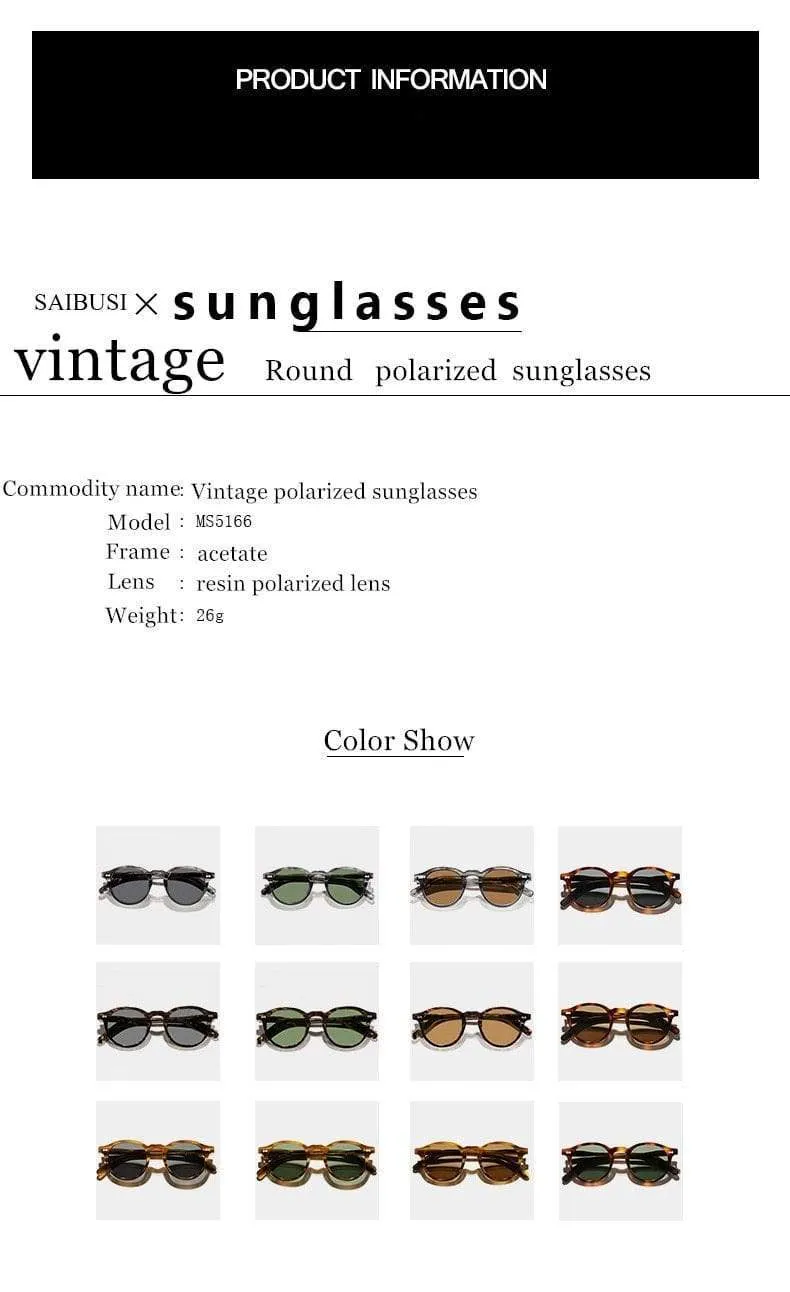 Vintage Polarisierte Sonnenbrille Männer Klassische retro Marke Designer im freien Fahren Runde acetat Mode frau Sonnenbrille