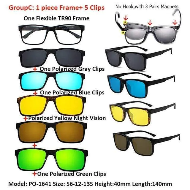 5 in 1 Clip On Sonnenbrille Männer Polarisierte Magnet Gläser Magnetische Clips Rezept Optische Rahmen Spektakel Frauen Lesen