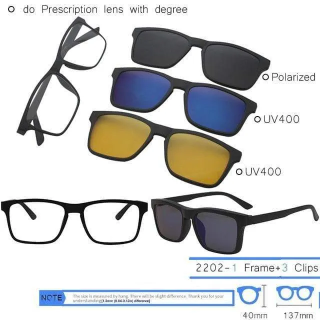 5 in 1 Clip On Sonnenbrille Männer Polarisierte Magnet Gläser Magnetische Clips Rezept Optische Rahmen Spektakel Frauen Lesen