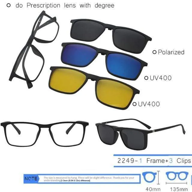 5 in 1 Clip On Sonnenbrille Männer Polarisierte Magnet Gläser Magnetische Clips Rezept Optische Rahmen Spektakel Frauen Lesen