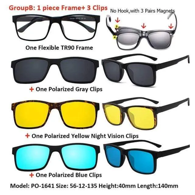 5 in 1 Clip On Sonnenbrille Männer Polarisierte Magnet Gläser Magnetische Clips Rezept Optische Rahmen Spektakel Frauen Lesen