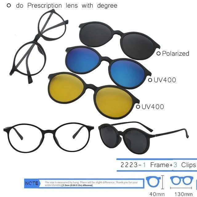 5 in 1 Clip On Sonnenbrille Männer Polarisierte Magnet Gläser Magnetische Clips Rezept Optische Rahmen Spektakel Frauen Lesen