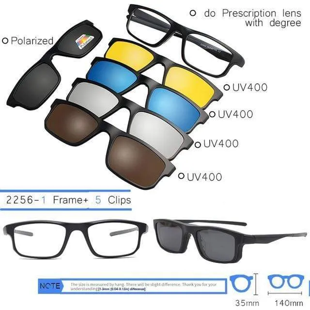5 in 1 Clip On Sonnenbrille Männer Polarisierte Magnet Gläser Magnetische Clips Rezept Optische Rahmen Spektakel Frauen Lesen