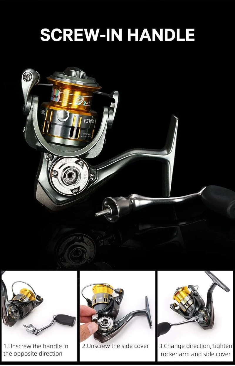 FS 800 1000 2000 Ultraleichte Spule Karpfenangeln Spinnrolle Surfen Köder Süßwasser Salzwasser Spinning Angelrollen