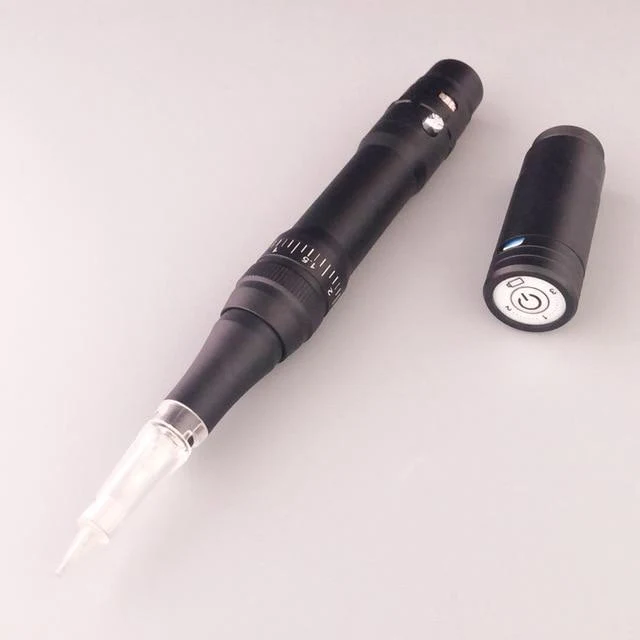 Schwarzes Microblading-Geräte-Kit, professioneller rotierender Tattoo-PMU-Stift, kabellose Permanent-Make-up-Maschine für Patronen