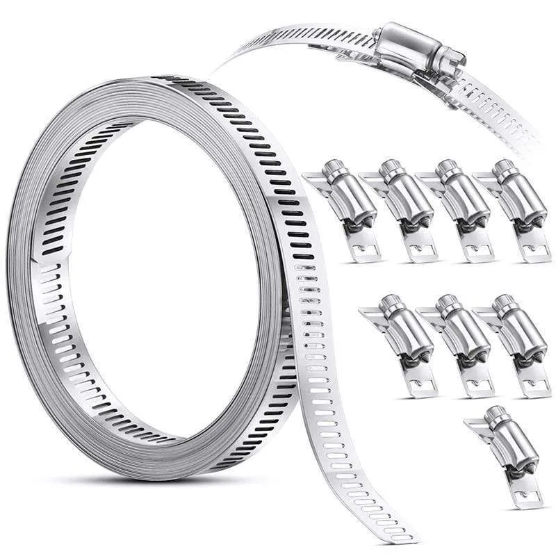304 Edelstahl-Schneckenklemme, Schlauchschelle, Band mit Befestigungselementen, verstellbar, DIY-Rohrschlauchschelle, Kanalschelle, 11.5 Fuß