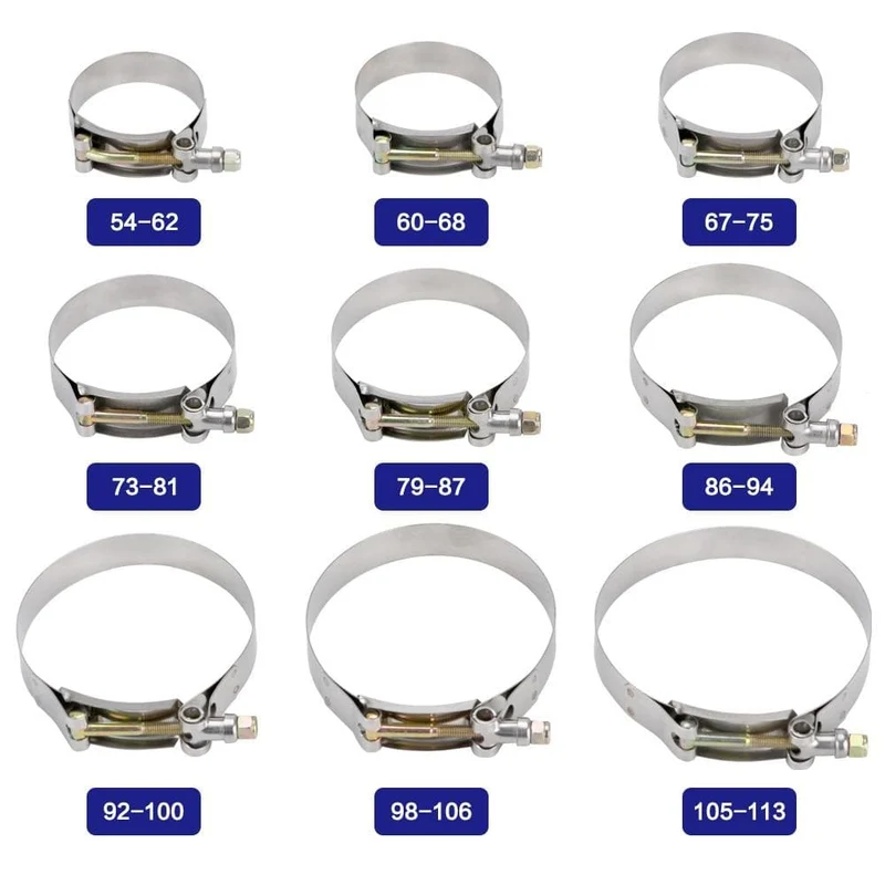 2.0 Zoll, 2.25 Zoll, 2.5 Zoll, 2.75 Zoll, 3.0 Zoll, 3.25 Zoll, 3.5 Zoll, 3.75 Zoll, 4.0 Zoll, T-Bolzen, Auspuffschelle, Ansaugung, Turbo, Auspuff, Ladeluftkühler, Silikonkupplung, 1 Stück