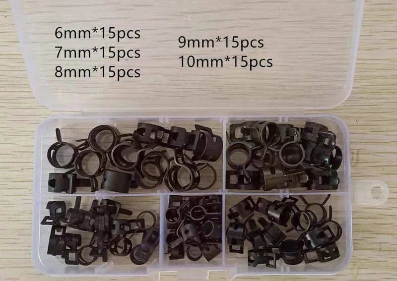 75 Teile/satz 6-10mm Q673B Vakuum Frühling Kraftstoff Clip Öl Wasser Schlauch Rohr Rohr Klemme Schwarz Sortiment Kit