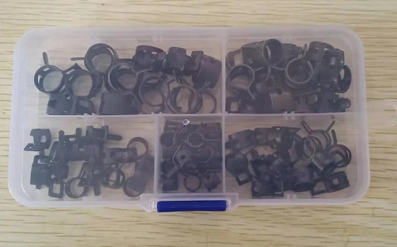 75 Teile/satz 6-10mm Q673B Vakuum Frühling Kraftstoff Clip Öl Wasser Schlauch Rohr Rohr Klemme Schwarz Sortiment Kit