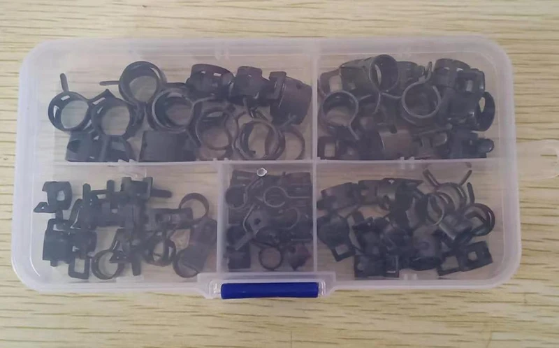 75 Teile/satz 6-10mm Q673B Vakuum Frühling Kraftstoff Clip Öl Wasser Schlauch Rohr Rohr Klemme Schwarz Sortiment Kit