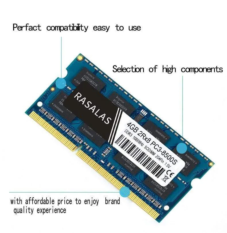 4 GB 8G Betriebsname DDR3 1066 MHz SO-DIMM Notebook-RAM 1.5 V 204Pin Laptop voll kompatibler Speicher Sodimm Blau