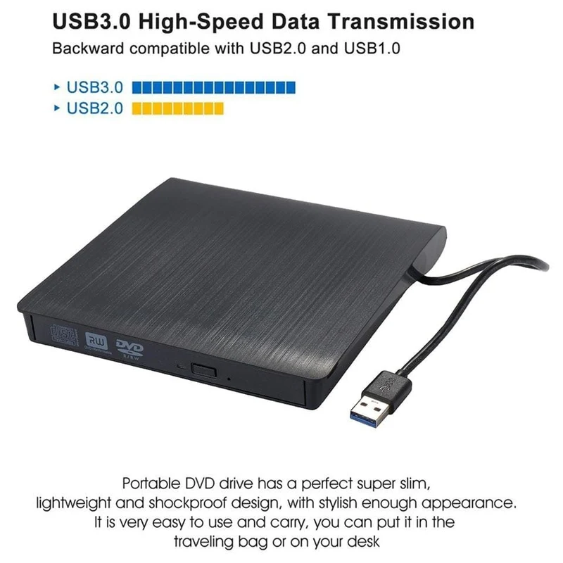 USB 3.0 DVD-RW Externes optisches Laufwerk Slim CD ROM Disk Reader DVD RW Brenner CD-Brenner für Desktop PC Laptop Tablet DVD Player