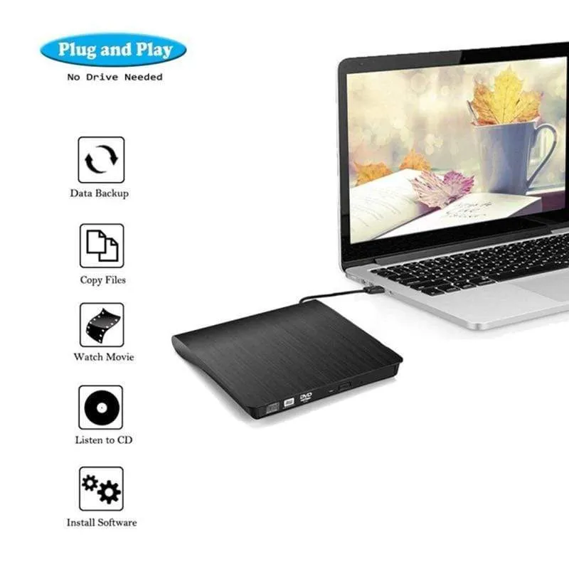 USB 3.0 DVD-RW Externes optisches Laufwerk Slim CD ROM Disk Reader DVD RW Brenner CD-Brenner für Desktop PC Laptop Tablet DVD Player