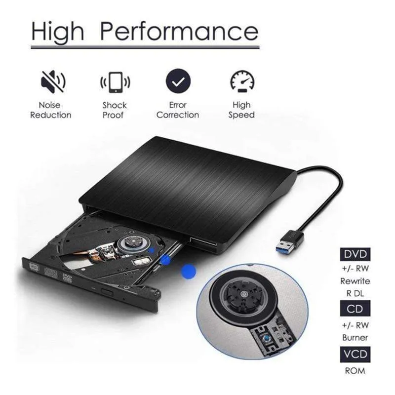 USB 3.0 DVD-RW Externes optisches Laufwerk Slim CD ROM Disk Reader DVD RW Brenner CD-Brenner für Desktop PC Laptop Tablet DVD Player