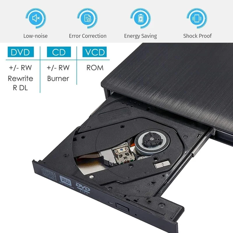 USB 3.0 DVD-RW Externes optisches Laufwerk Slim CD ROM Disk Reader DVD RW Brenner CD-Brenner für Desktop PC Laptop Tablet DVD Player